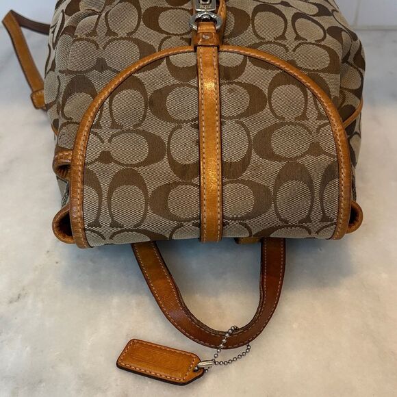 Coach Backpack Purse Handbag Vintage Y2K Jacquard Signature Logo Drawstring HTF - Picture 12 of 16
